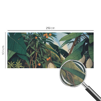 3D wall mural with a tropical jungle design
