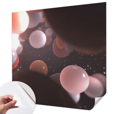 Peel and stick wall mural for bedroom featuring a space theme with planets and stars