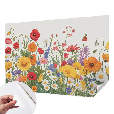 3D photo wallpaper mural with a flower meadow design