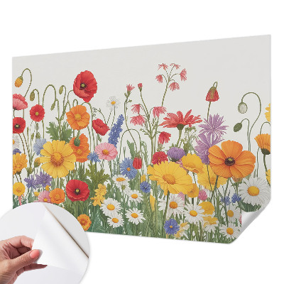 3D photo wallpaper mural with a flower meadow design