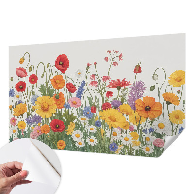 3D photo wallpaper mural with a flower meadow design