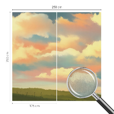 Baby room wall mural with a sky and clouds design