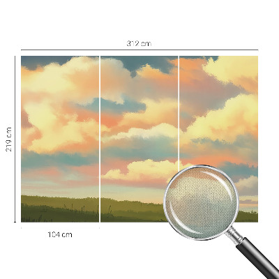Baby room wall mural with a sky and clouds design