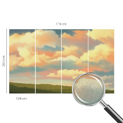 Baby room wall mural with a sky and clouds design