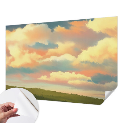 Baby room wall mural with a sky and clouds design