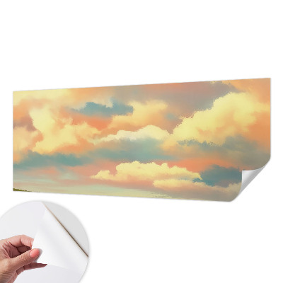 Baby room wall mural with a sky and clouds design