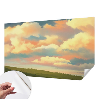 Baby room wall mural with a sky and clouds design
