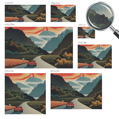 Nursery wall mural with a mountain adventure design
