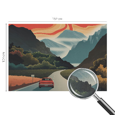 Nursery wall mural with a mountain adventure design