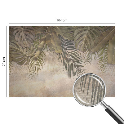 Baby room wall mural with a tropical leaves pattern