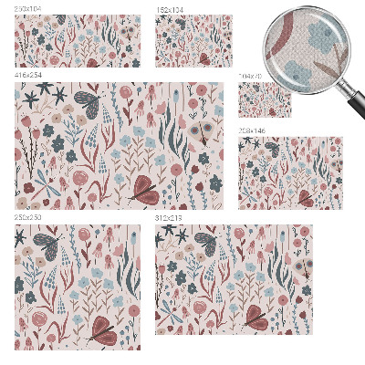 Children's wall mural with a floral and insect motif