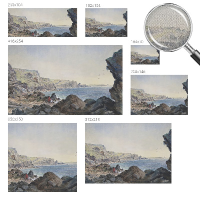 Self-adhesive wall mural with a quiet coastal scene