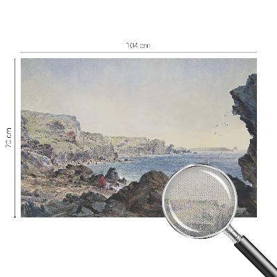 Self-adhesive wall mural with a quiet coastal scene