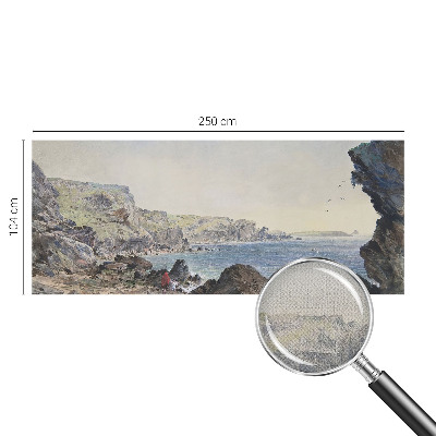 Self-adhesive wall mural with a quiet coastal scene