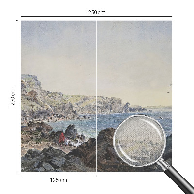 Self-adhesive wall mural with a quiet coastal scene