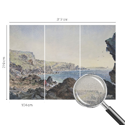 Self-adhesive wall mural with a quiet coastal scene