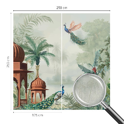Self-adhesive photo wallpaper with a peacock gardens design