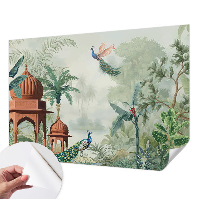 Self-adhesive photo wallpaper with a peacock gardens design