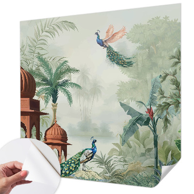 Self-adhesive photo wallpaper with a peacock gardens design