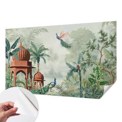 Self-adhesive photo wallpaper with a peacock gardens design