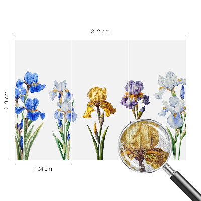 Removable wall mural with iris flower design