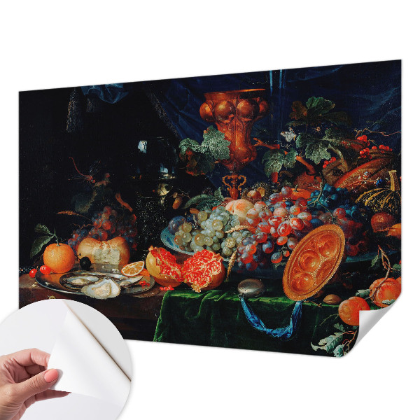 Removable wall mural wallpaper with a fruity abundance design