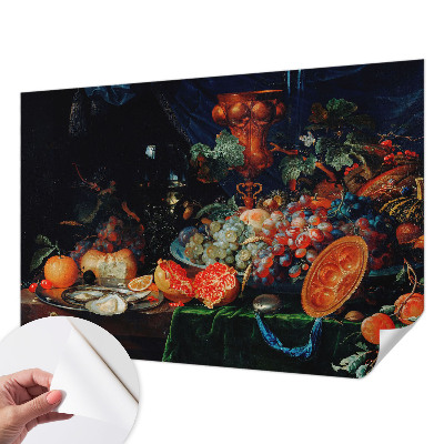 Removable wall mural wallpaper with a fruity abundance design