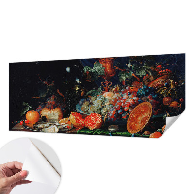 Removable wall mural wallpaper with a fruity abundance design