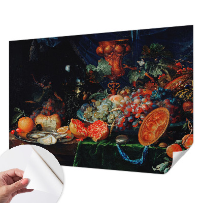 Removable wall mural wallpaper with a fruity abundance design