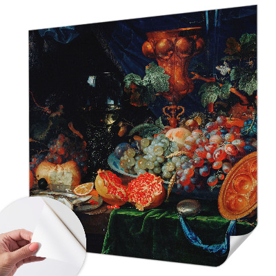 Removable wall mural wallpaper with a fruity abundance design