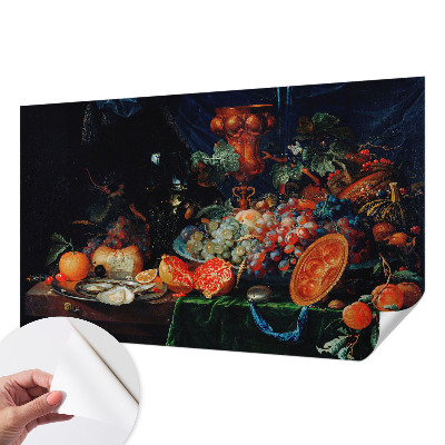 Removable wall mural wallpaper with a fruity abundance design