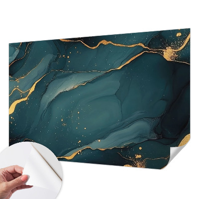 Peel and stick wall mural for living room with a dark blue abstract design
