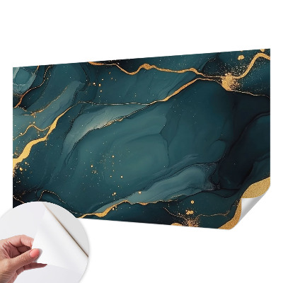 Peel and stick wall mural for living room with a dark blue abstract design