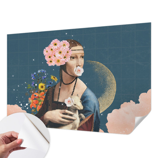 Peel and stick wall mural for kids' room with a floral elegance design