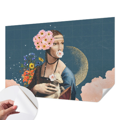 Peel and stick wall mural for kids' room with a floral elegance design