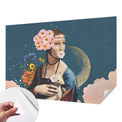 Peel and stick wall mural for kids' room with a floral elegance design