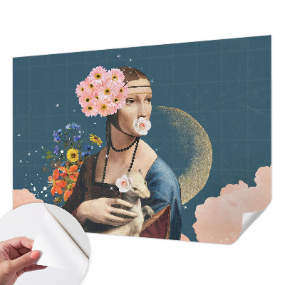 Peel and stick wall mural for kids' room with a floral elegance design