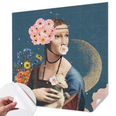 Peel and stick wall mural for kids' room with a floral elegance design