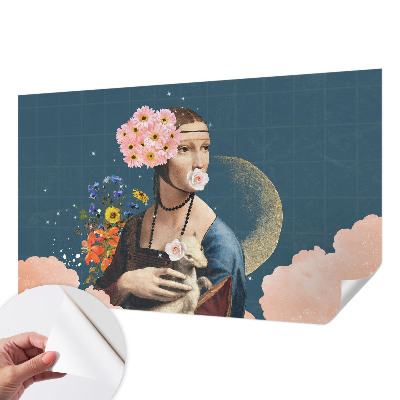 Peel and stick wall mural for kids' room with a floral elegance design