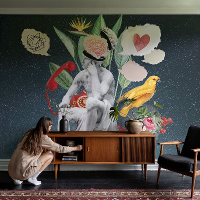 3D wall mural with surrealist artwork