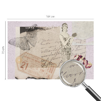 Baby room wall mural with a nostalgic collage design