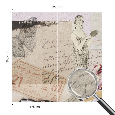 Baby room wall mural with a nostalgic collage design