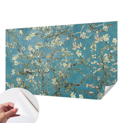 Nursery wall mural with flowering branches motif