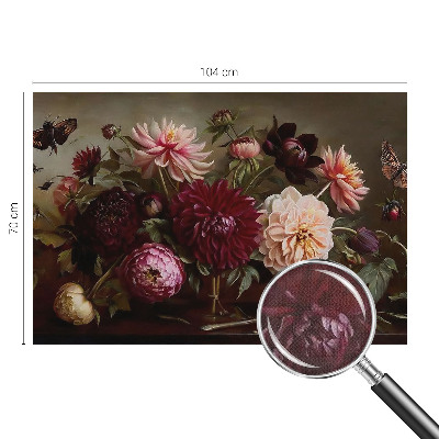 Self-adhesive wall mural with a floral design