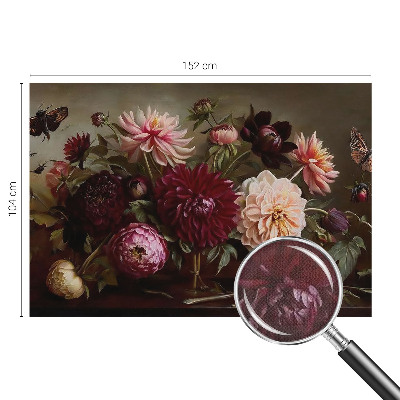 Self-adhesive wall mural with a floral design