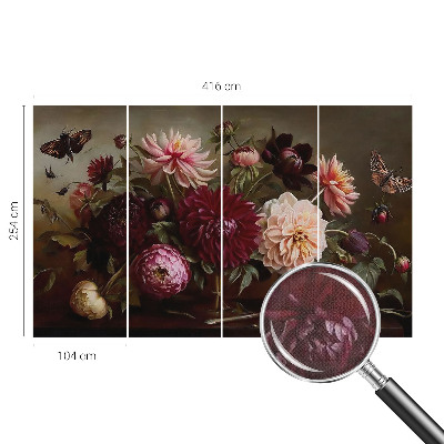 Self-adhesive wall mural with a floral design