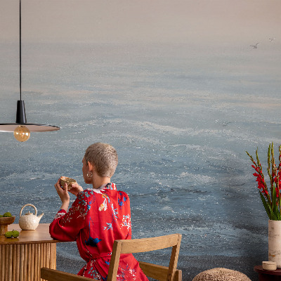Stick-on wall mural featuring a calm sea scene