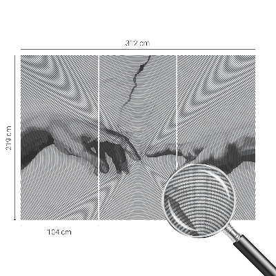 Removable wall mural with a hypnotic hands design