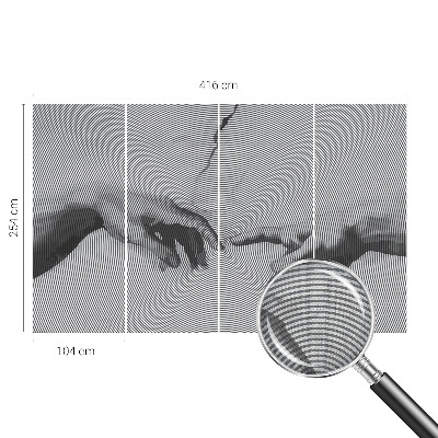 Removable wall mural with a hypnotic hands design