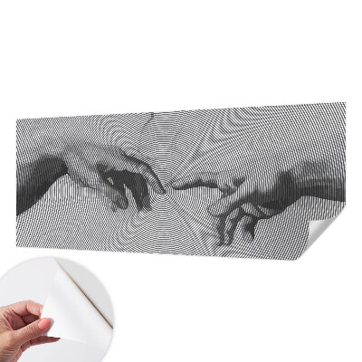Removable wall mural with a hypnotic hands design
